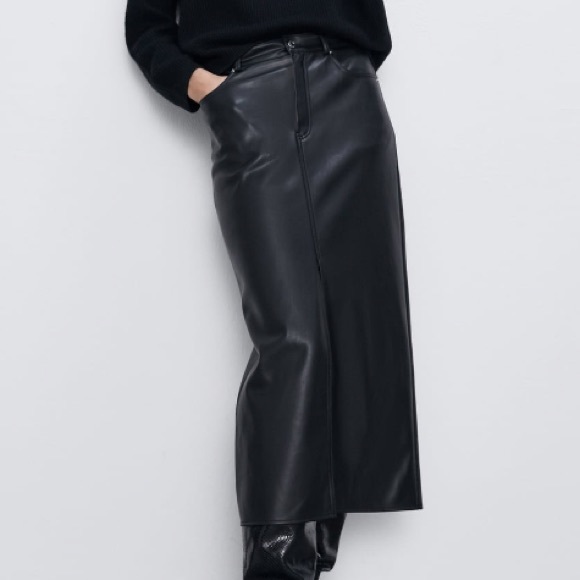 Zara Dresses & Skirts - NEW!!! Zara Faux Leather Midi Skirt